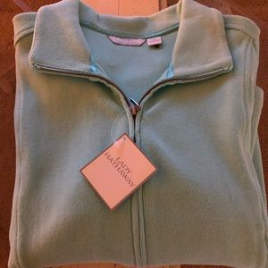 Light Turquoise, collar, long sleeves, zipper front, pockets